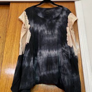 ALL SAINTS COTTON TIE-DYE HANDKERCHIEF HEM SHORT SLEEVE TEE SHIRT